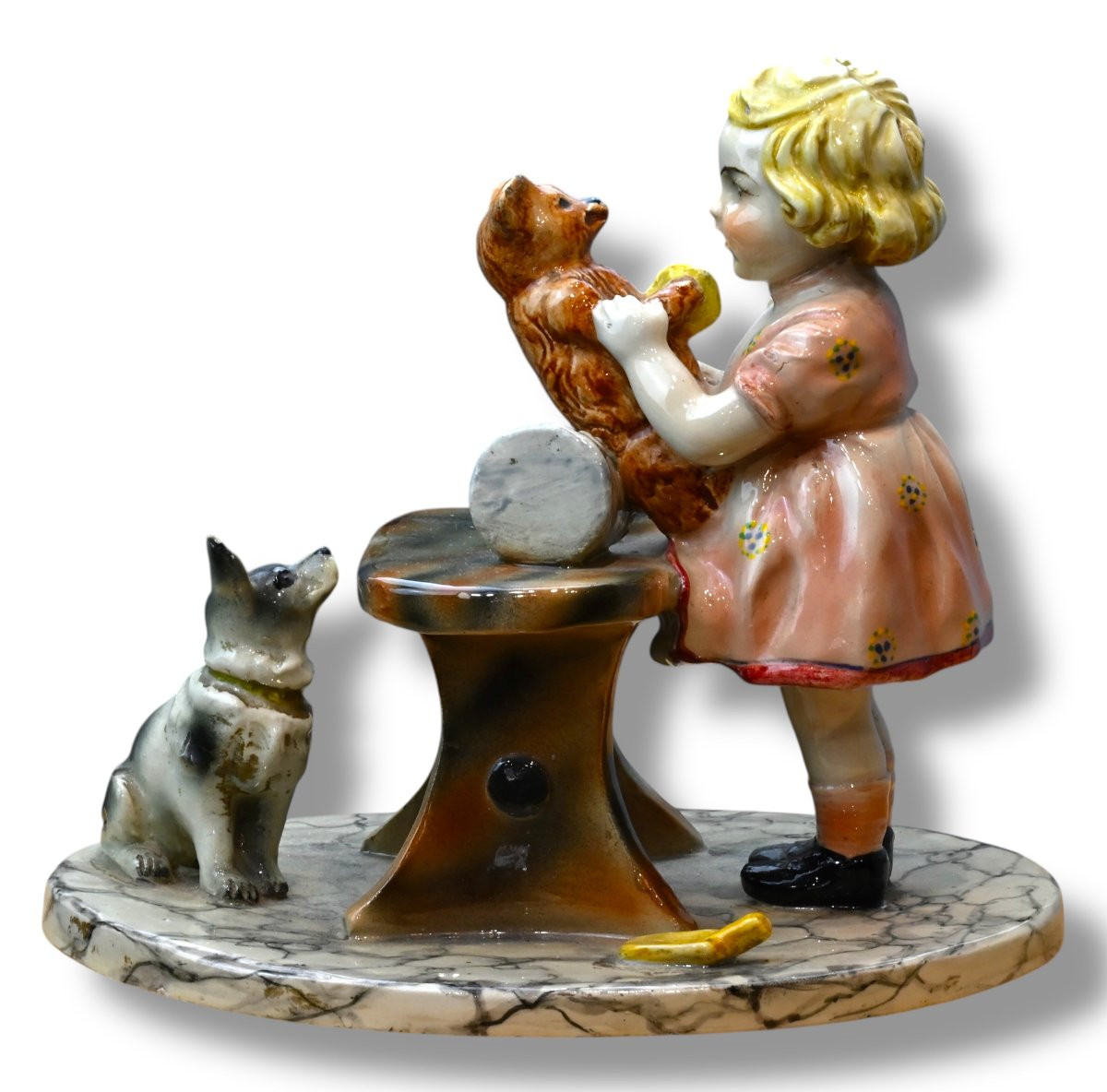 Figura in Ceramica Di Fanciulla Che Gioca - Italia Anni 30-photo-3